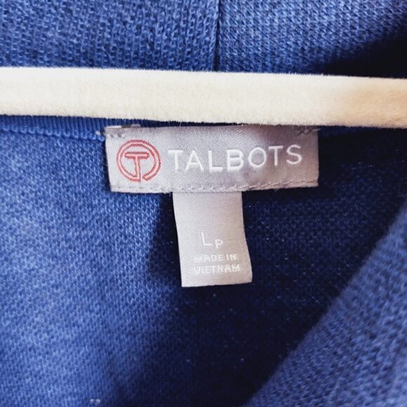 Talbots Jacket Shawl Collar Seaming Detail Half Zip Moto Style Blue Petite Large - Picture 6 of 11